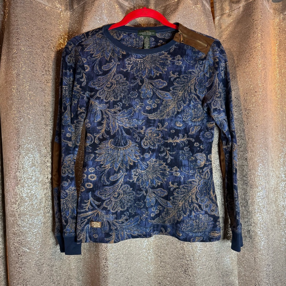 Ralph Lauren Jeans Women’s Paisley shirt with faux leather trim